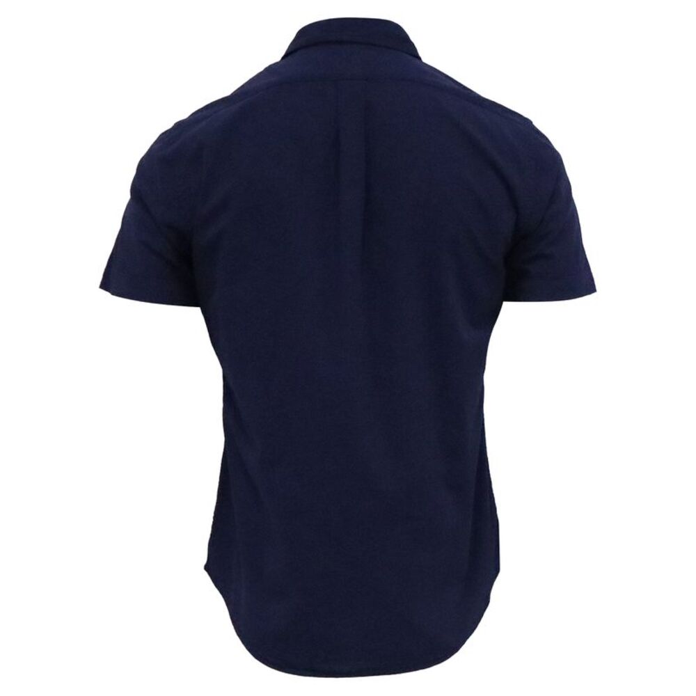 Ralph Lauren Pony-Embroidered Short Sleeve Shirt in Navy Blue Cotton - Picture 4 of 8